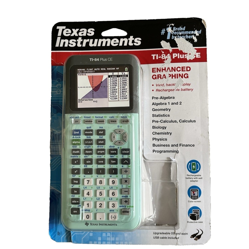 Texas Instruments Ti-84 Plus CE Graphing Calculator Mint Green Tested & Working